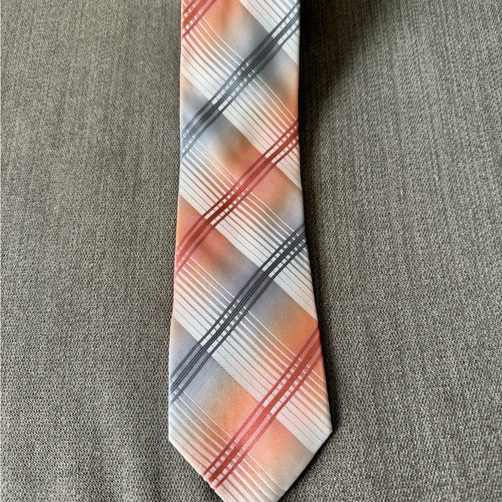 Joseph‎ Abboud Plaid Men's Tie in Orange and Gray